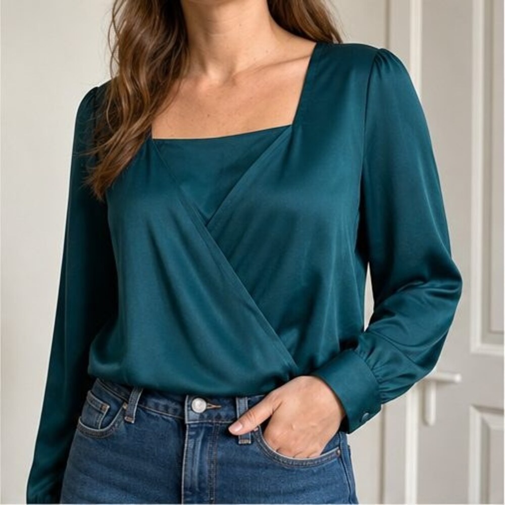 Teal Ruffle Blouse - Picture 2 of 6